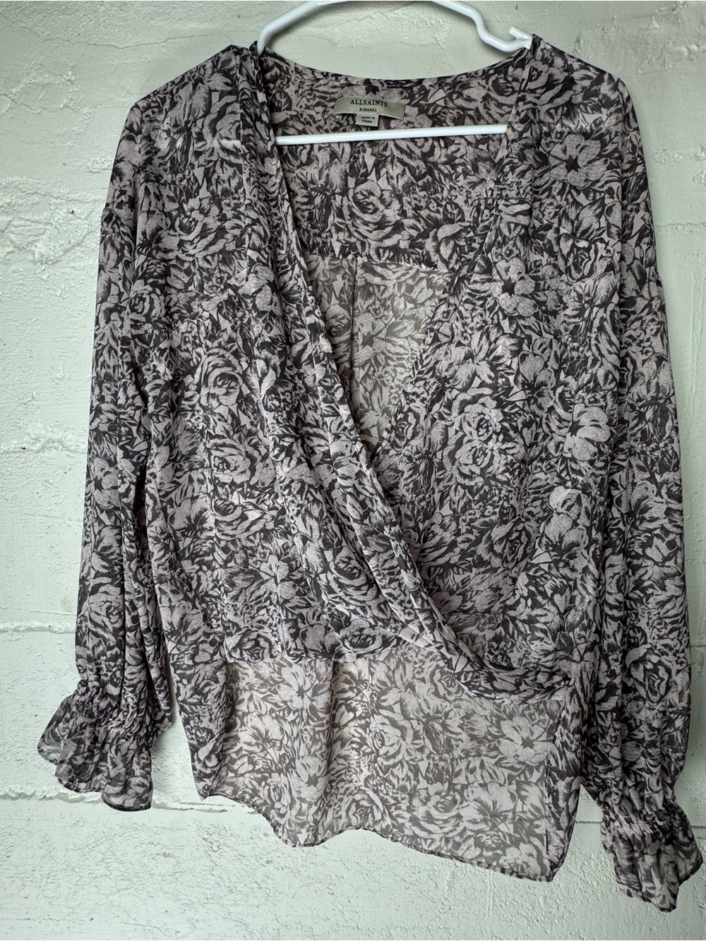 All Saints Penny Rosey Top Dusty Pink Size XS Flowy Chic Contemporary Chiffon - Picture 3 of 12